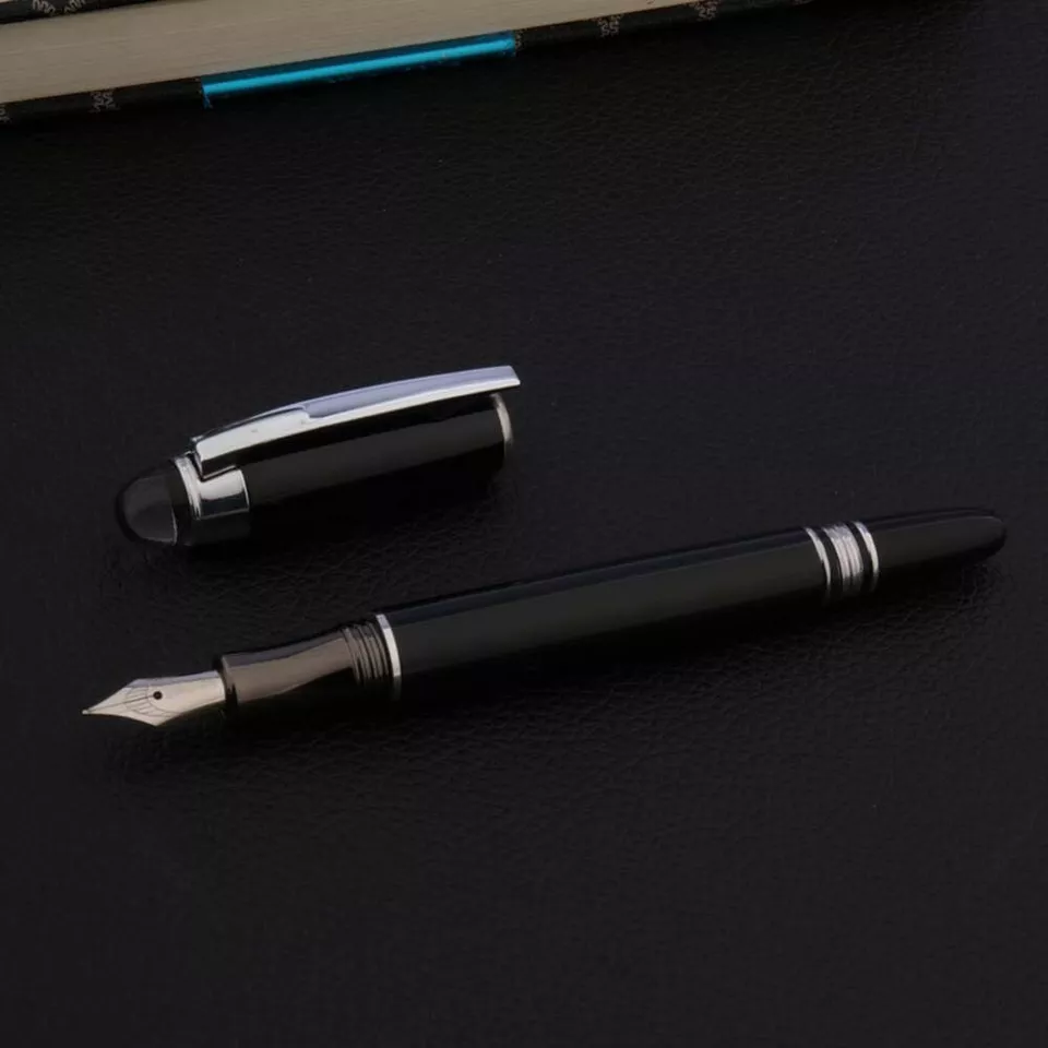 Baoer 79 Metal Black - Silver Clip Fountain Pen – Medium Nib, Smooth Writing for Office Use - Image 2
