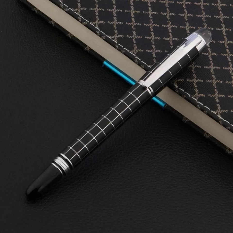 Baoer 79 Starwalker Cross Line Fountain Pen Silver Trim Checked – Medium Nib, Smooth Writing for Office Use - Image 3