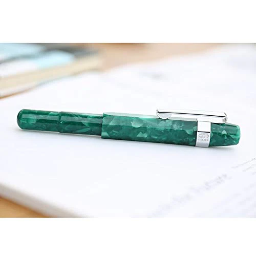Delike Fountain Pen Bent Nib Fude Pen Colorful Celluloid Gift Pen Mini Green