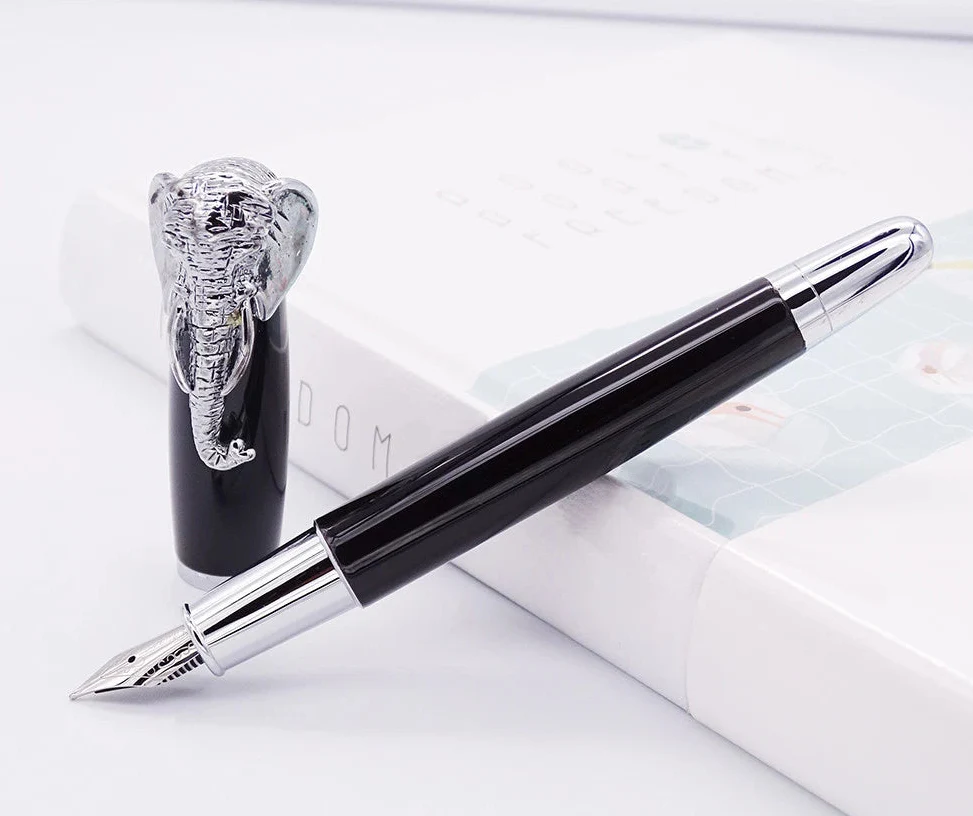 Fuliwen Elephant Cap Fountain Pen-Medium 0.7mm Nib, Push Cap, Vintage Metal 135mm Writing Pen for Office School Gifts - Image 2