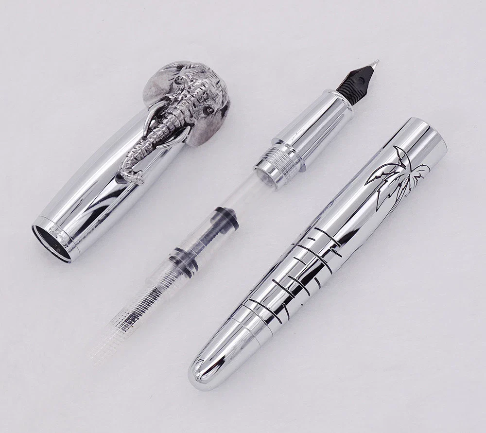 Fuliwen Elephant Cap Fountain Pen-Medium 0.7mm Nib, Push Cap, Vintage Metal 135mm Writing Pen for Office School Gifts - Image 3