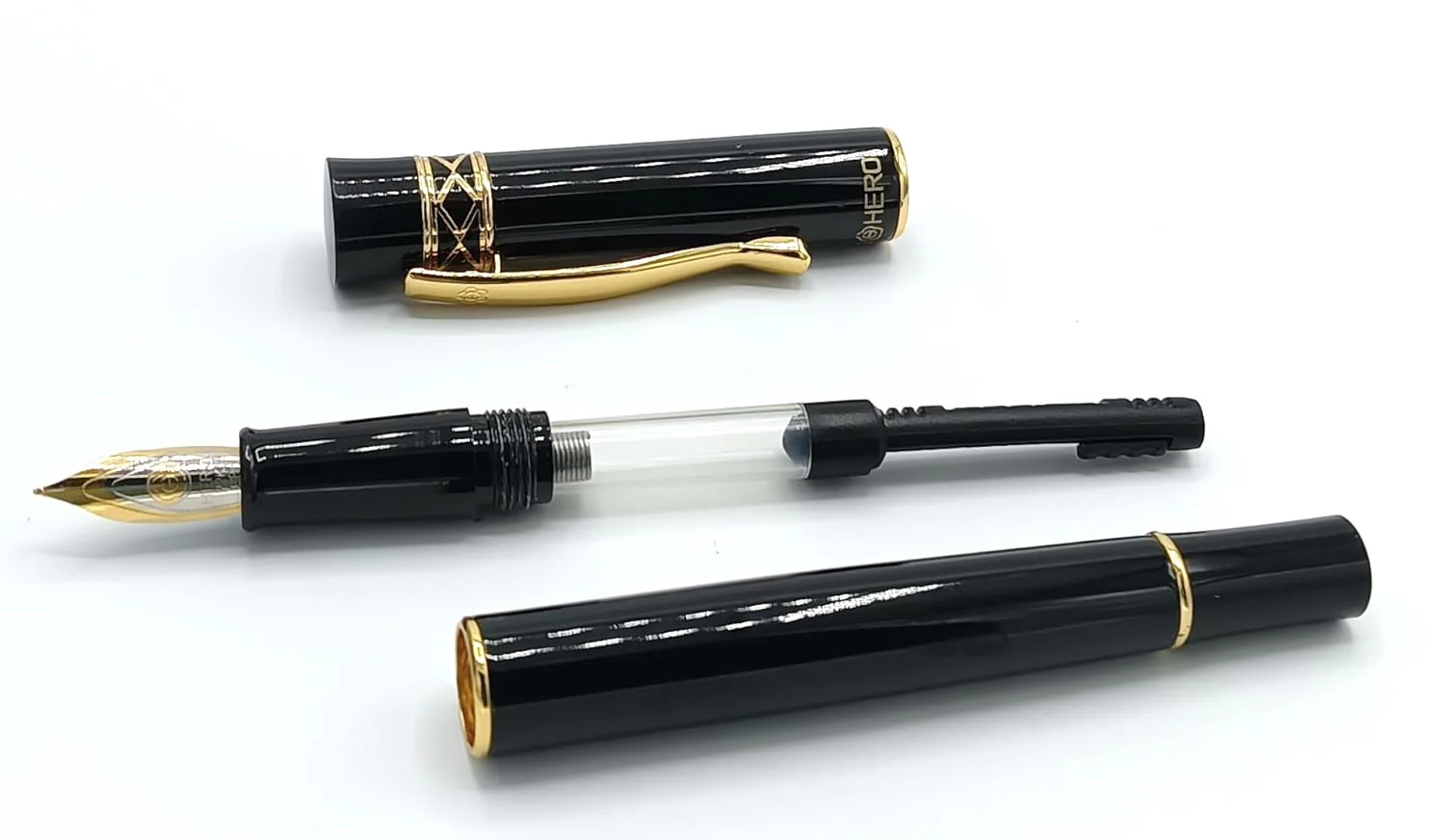 Hero 375 Black Fountain Pen with 0.5mm Fine Nib and Gold Trims - Includes Ink Converter, Elegant Gift for Office and Students - Image 5