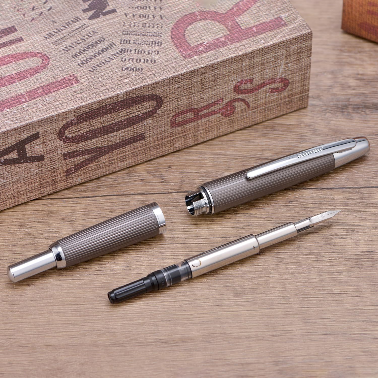 Jinhao 10 Capless Fountain Pen with Box, Retractable Fine Nib with Converter Set, Clip Version, Metal Body - Image 11