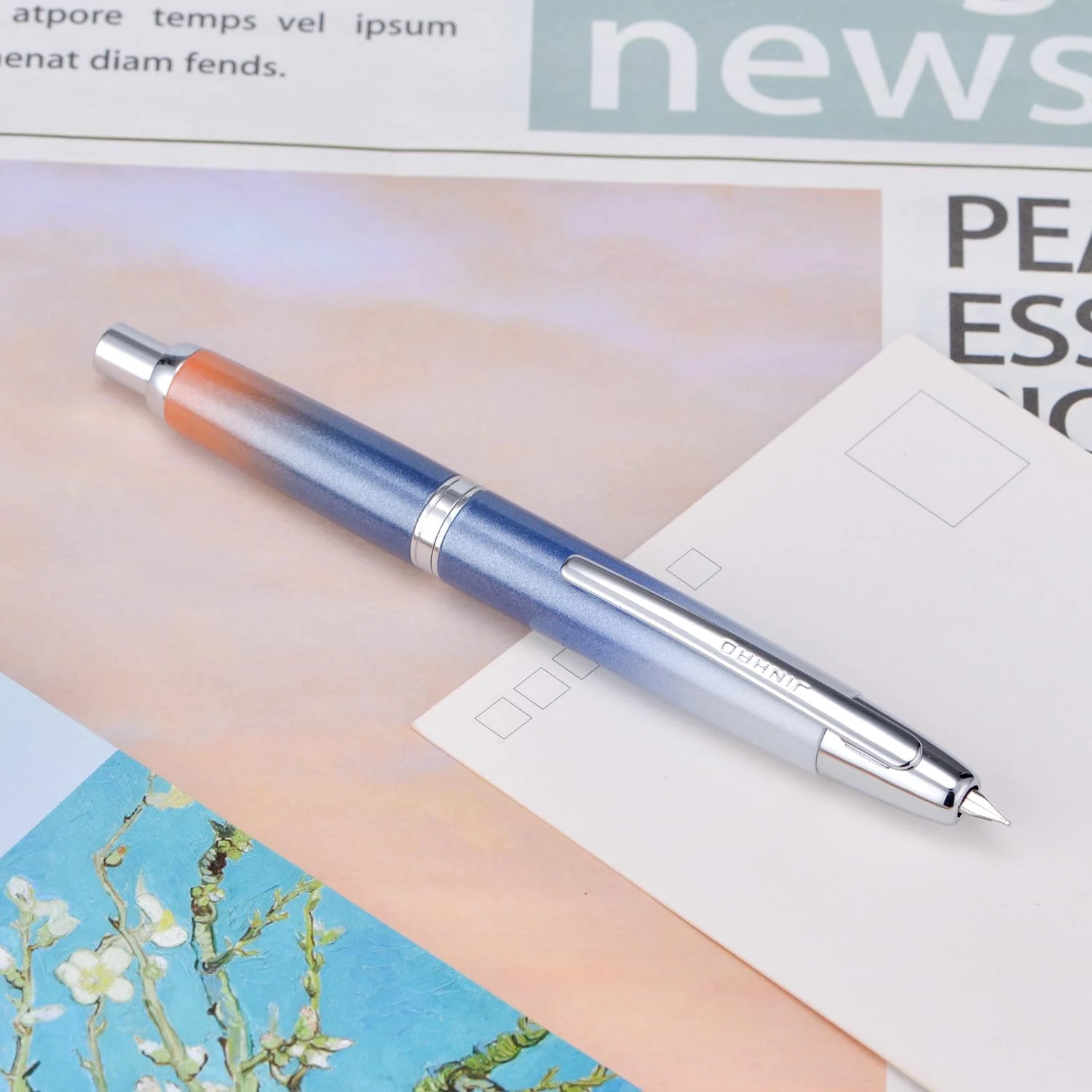 Jinhao 10 Capless Fountain Pen with Box, Retractable Fine Nib with Converter Set, Metal Body, Silver Clip Version - Image 2