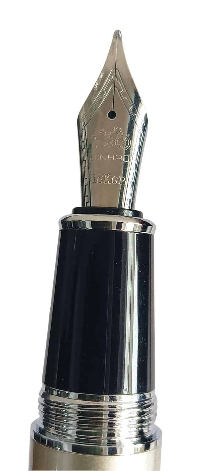 Jinhao 159 Heavyweight Signature Fountain Pen – Shiny Silver with Silver Trims, Streamlined Design, Medium Nib & Ink Converter - Image 3