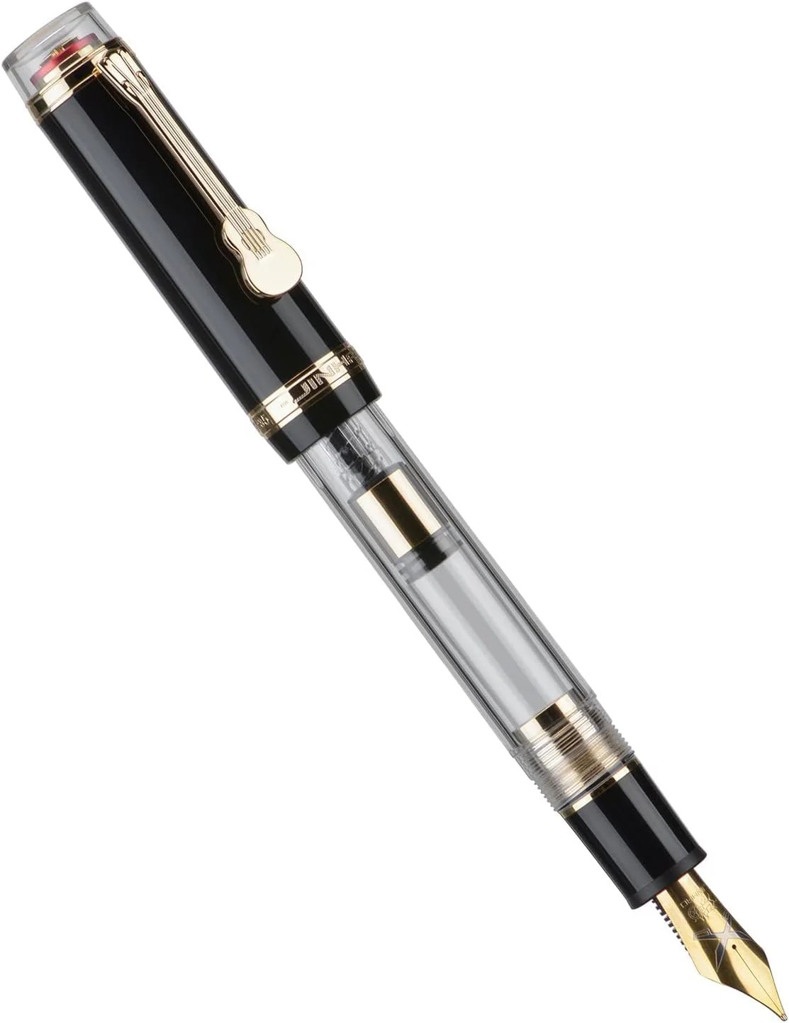 Jinhao 1935 Tiandao Series Fountain Pen – Black & Clear Acrylic Body, Dualtone Fine Nib, Gold Guitar Clip With Large Converter - Image 7
