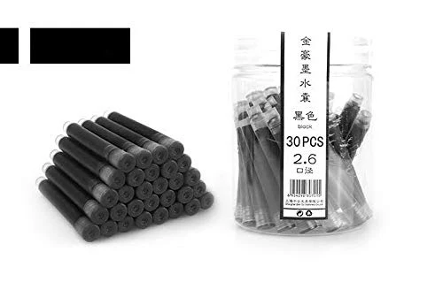 Jinhao 2.6mm International Standard Fountain Pen Ink Cartridges Refills – 30 pcs (Black)