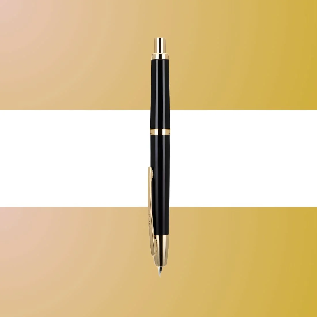 Jinhao 20 Press Retractable Fountain Pen –Piano Black Colors –Plastic Body (Golden clip)-  Fine & Extra Fine Nib with Converter – Smooth Writing Daily Pen (No Ink Included)