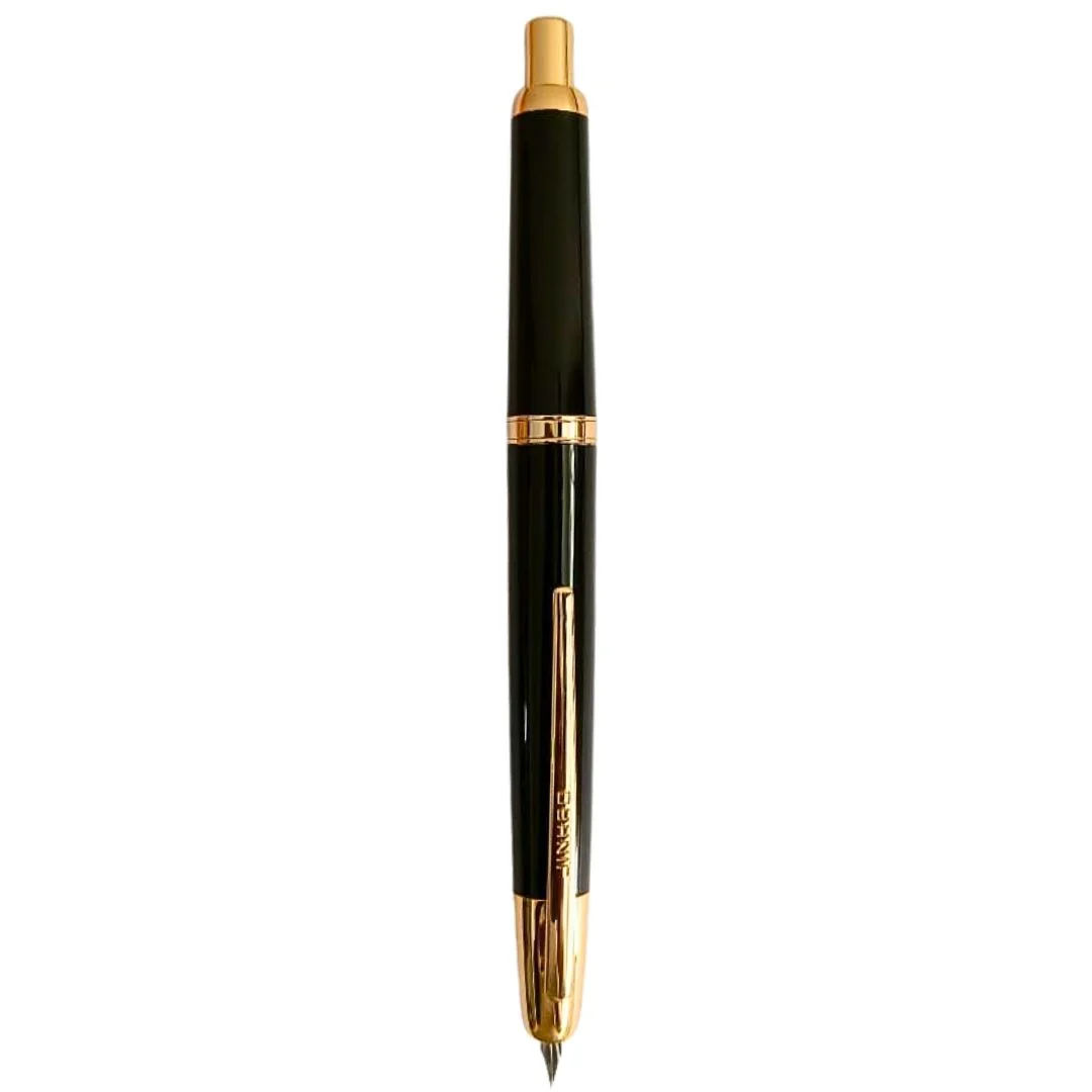 Jinhao 20 Press Retractable Fountain Pen –Piano Black Colors –Plastic Body (Golden clip)-  Fine & Extra Fine Nib with Converter – Smooth Writing Daily Pen (No Ink Included) - Image 10