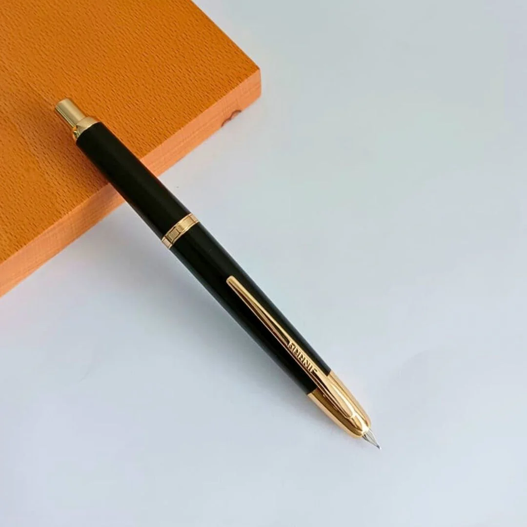 Jinhao 20 Press Retractable Fountain Pen –Piano Black Colors –Plastic Body (Golden clip)-  Fine & Extra Fine Nib with Converter – Smooth Writing Daily Pen (No Ink Included) - Image 5