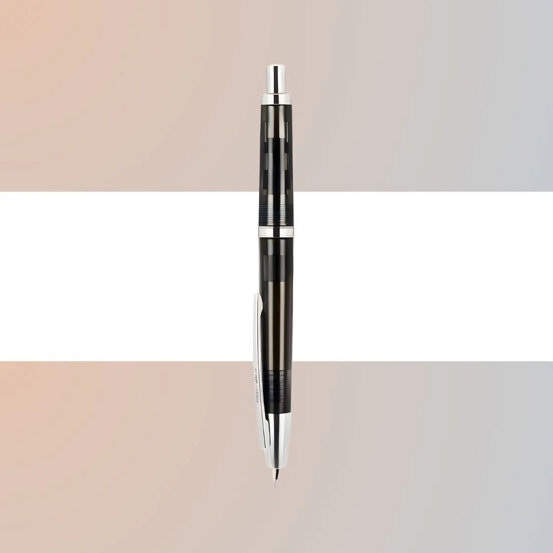 Jinhao 20 Press Retractable Fountain Pen –Transparent Black Colors-  Plastic Body (Sliver clip) -Fine & Extra Fine Nib with Converter  – Smooth Writing Daily Pen (No Ink Included)
