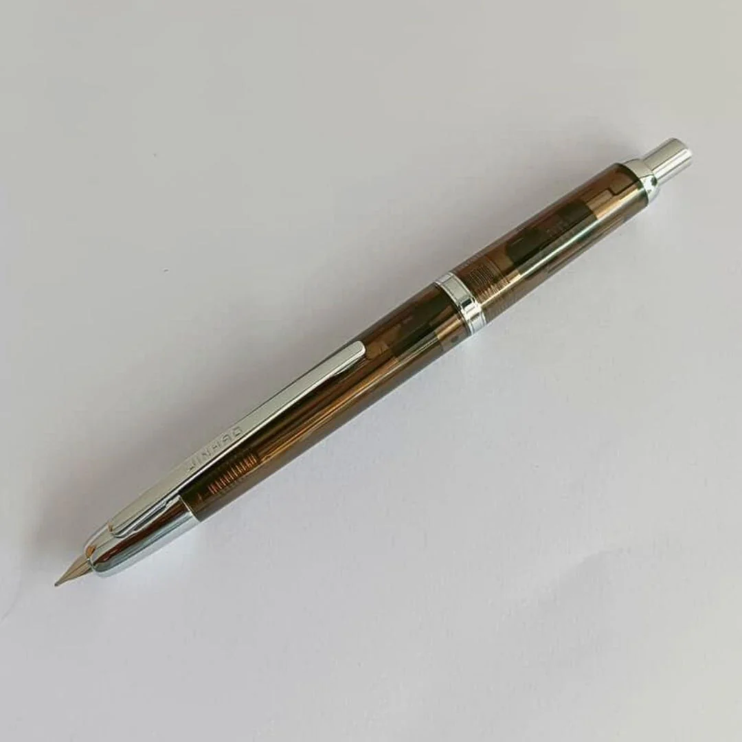 Jinhao 20 Press Retractable Fountain Pen –Transparent Black Colors-  Plastic Body (Sliver clip) -Fine & Extra Fine Nib with Converter  – Smooth Writing Daily Pen (No Ink Included) - Image 3
