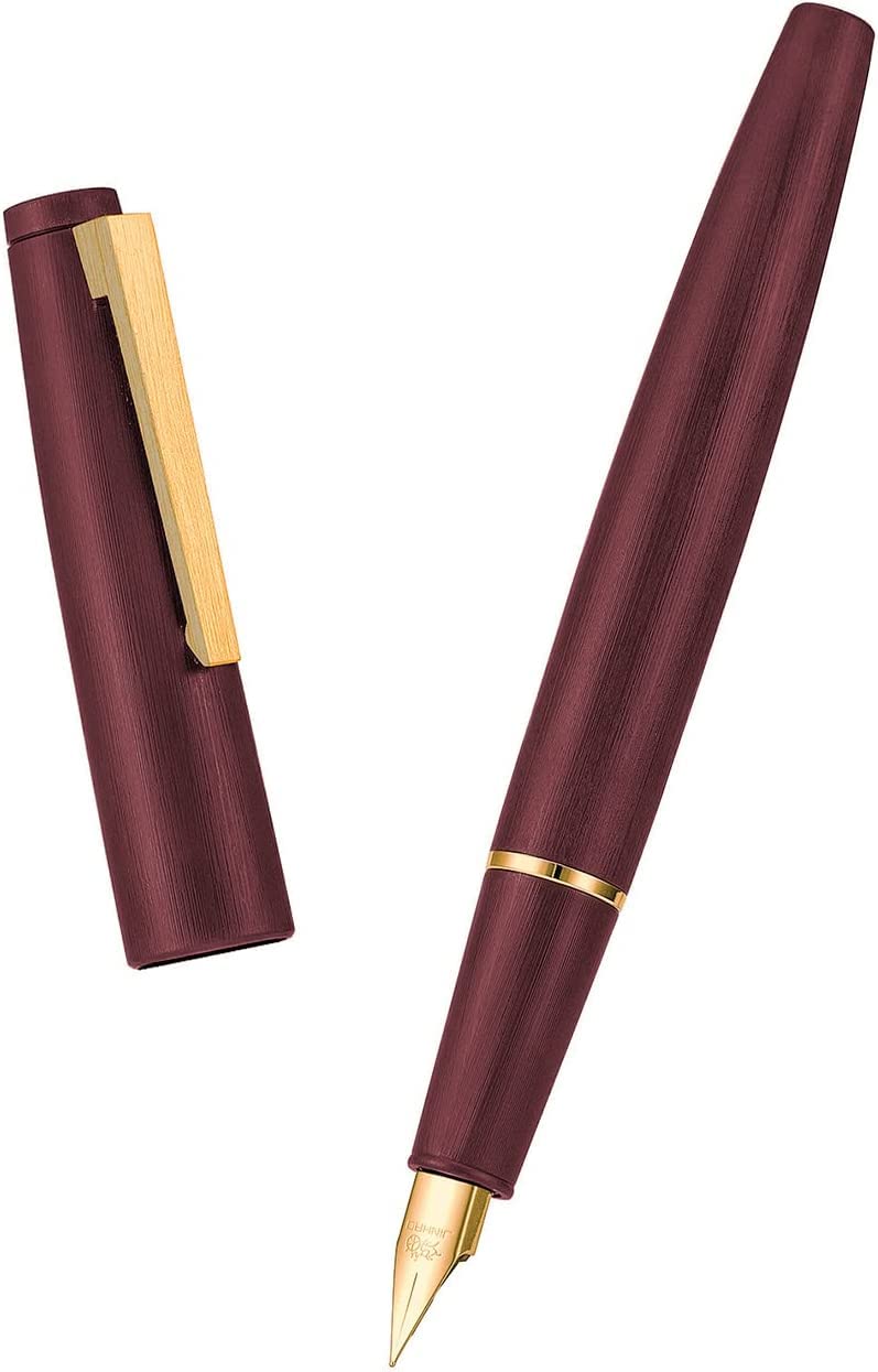 Jinhao 80 Maroon Fiber Brushed Fountain Pen, Iridium Extra Fine and Fine Gold Nib with Ink Converter and Pen Set (Gold Clip) - Image 4