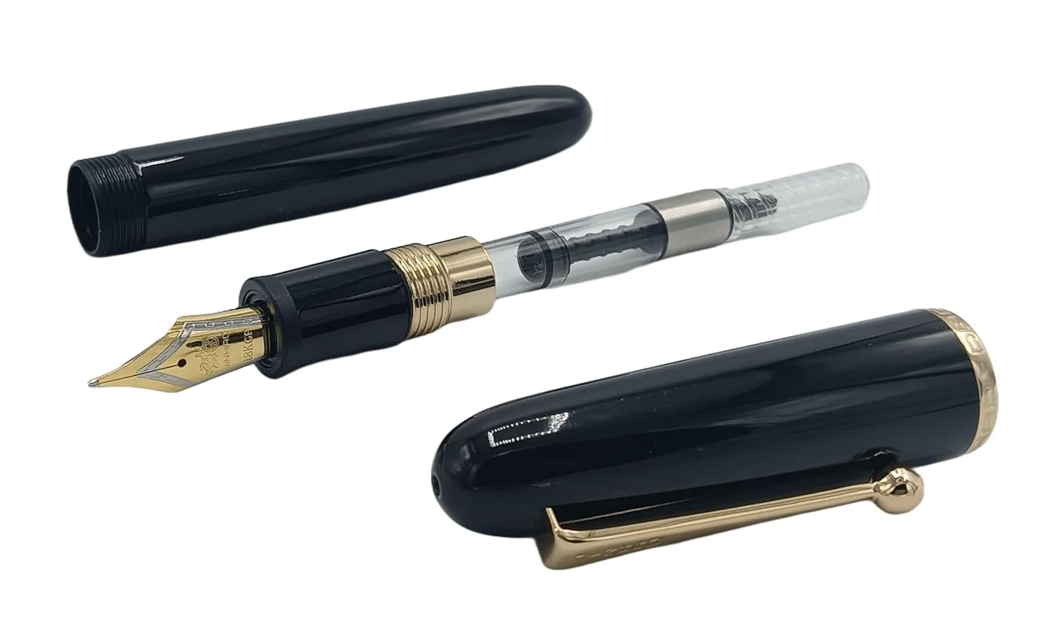 Jinhao 9013 Dadao Series Fountain Pen – Medium Nib, Black Acrylic Barrel with Gold Clip - Image 4