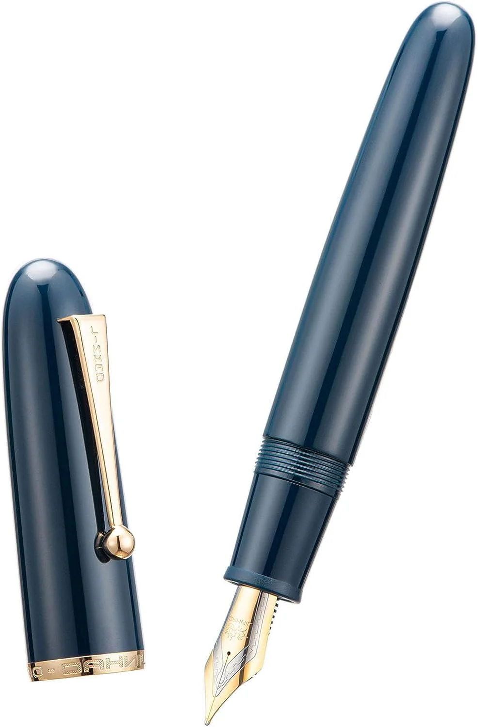 Jinhao 9019 Dadao Series Fountain Pen – #8 Medium Nib, Navy Blue Acrylic Barrel with Gold Trim And Large Ink Converter - Image 6