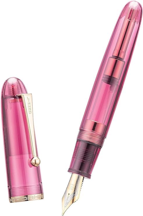 Jinhao 9019 Fountain Pen – 0.38mm Extra Fine Nib, Large Ink Converter, Gold Trim And Clip, Transparent Clear Design, Smooth Writing Pen (Transparent Pink) - Image 3