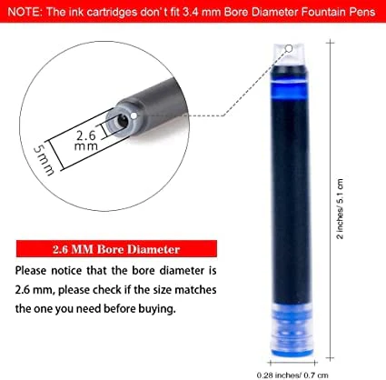 Jinhao Blue Black Fountain Pen Ink Cartridges Refills – 2.6mm Bore Diameter, 80 Pcs Disposable Ink Cartridges for Jinhao Pens, Ideal for School & Office Use - Image 5