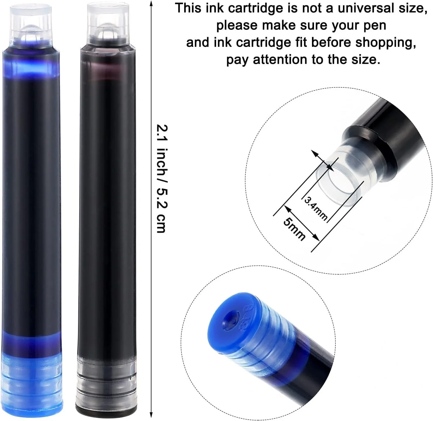 Jinhao Fountain Pen Ink Cartridges Refills, Disposable and Universal – 3.4mm Bore Diameter 30Pcs Ink Cartridges Jar for School, Student, and Office (Blue) - Image 4