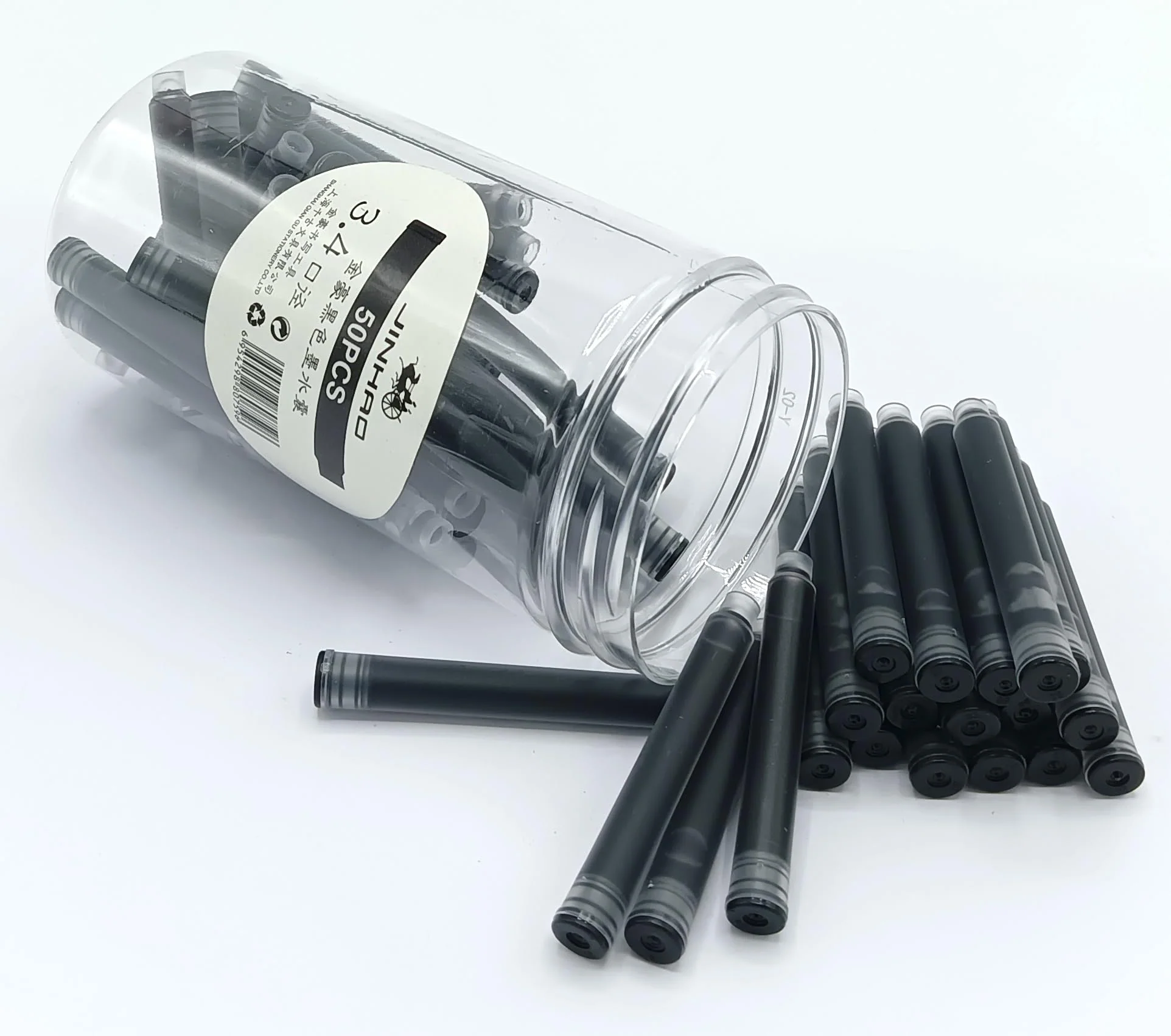Jinhao Ink Cartridges Refills, Disposable and Universal – 3.4mm Bore Diameter 50Pcs Ink Cartridges Jar for School, Student, and Office (Black) - Image 2