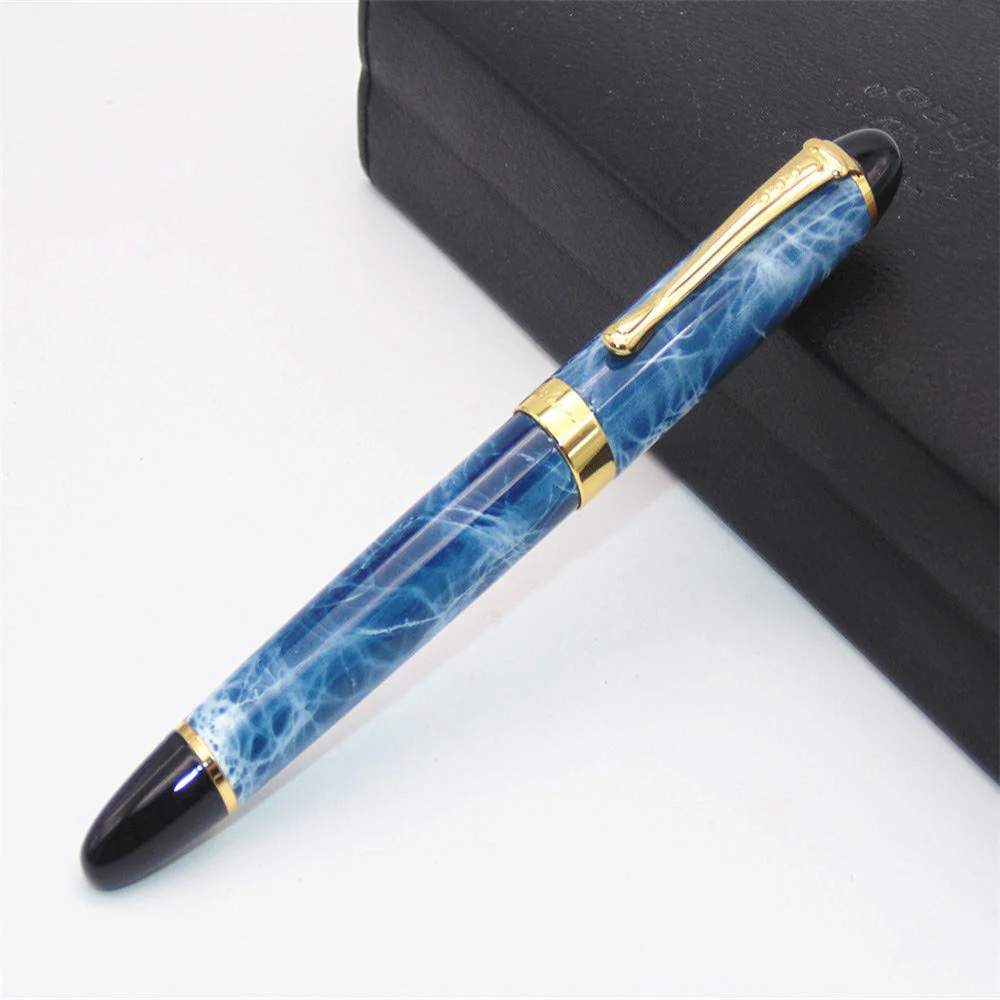 Jinhao X450 Fountain Pen – Marble Blue Color, Gold Trim, Medium Nib Options, Elegant Writing Instrument