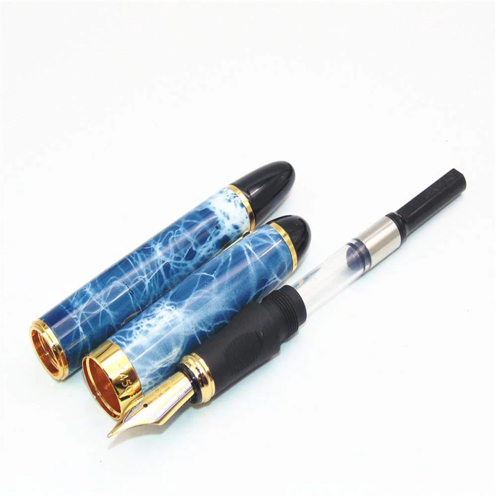 Jinhao X450 Fountain Pen – Marble Blue Color, Gold Trim, Medium Nib Options, Elegant Writing Instrument - Image 2