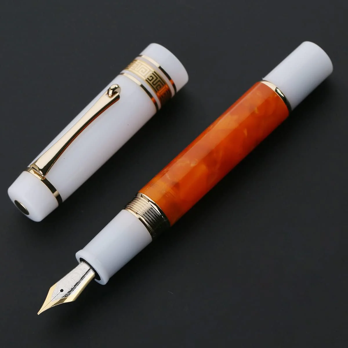 Moonman M400 Acrylic Writing Office Extra Fine Nib Fountain Pen Gold Clip(Dark Blue & White,0.38MM) - Image 13