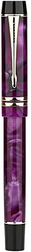 Moonman M600S Fountain Pen, Violet Purple Celluloid, Iridium Gold-Plated Fine Nib, Arrow Clip - Image 3