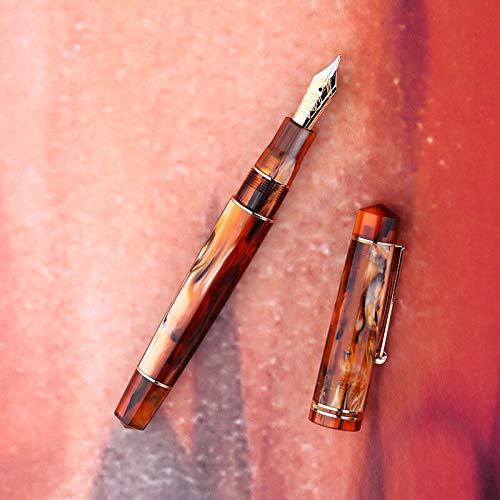 Moonman M800 Forever Amber Acrylic Fountain Pen, Germany Bock Fine Nib with Converter and Pen Box Set - Image 3