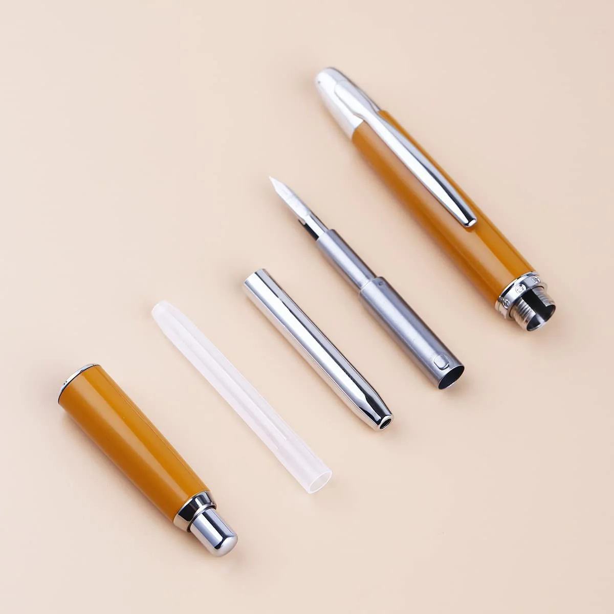 Moonman A1 Press Fountain Pen with Box, Retractable Extra Fine Nib Metal Orange Ink Pen with Converter for Writing (With Clip Version) - Image 3