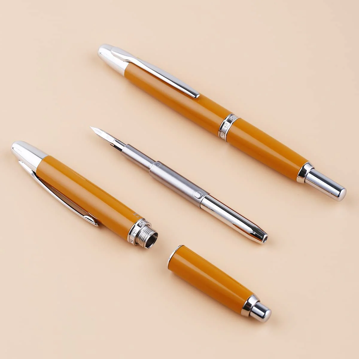 Moonman A1 Press Fountain Pen with Box, Retractable Extra Fine Nib Metal Orange Ink Pen with Converter for Writing (With Clip Version) - Image 4