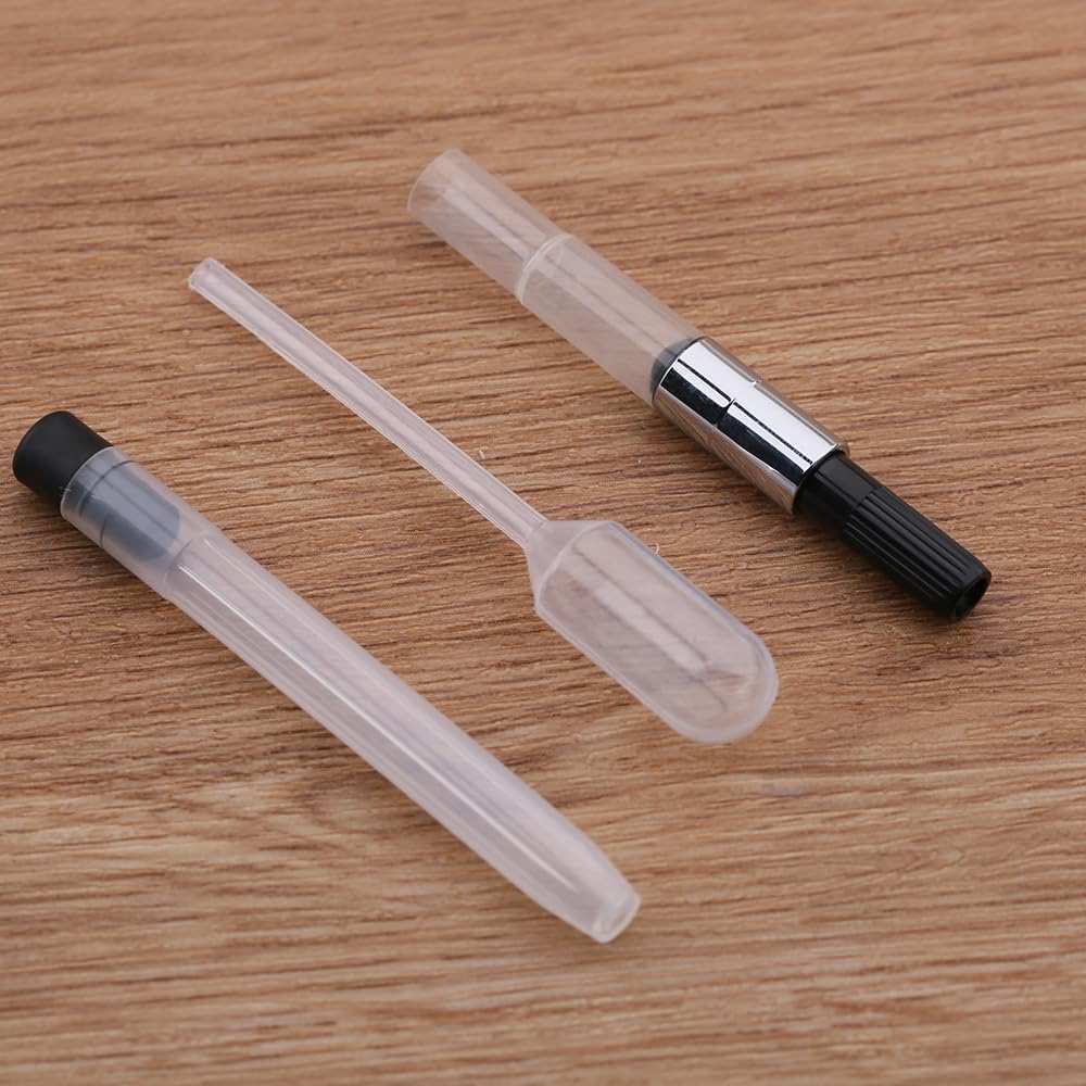 Moonman A2 Retractable Fountain Pen Extra Fine Nib with Box, Press Black Resin Ink Pen with Converter Writing Set (Black Clip Version) - Image 5