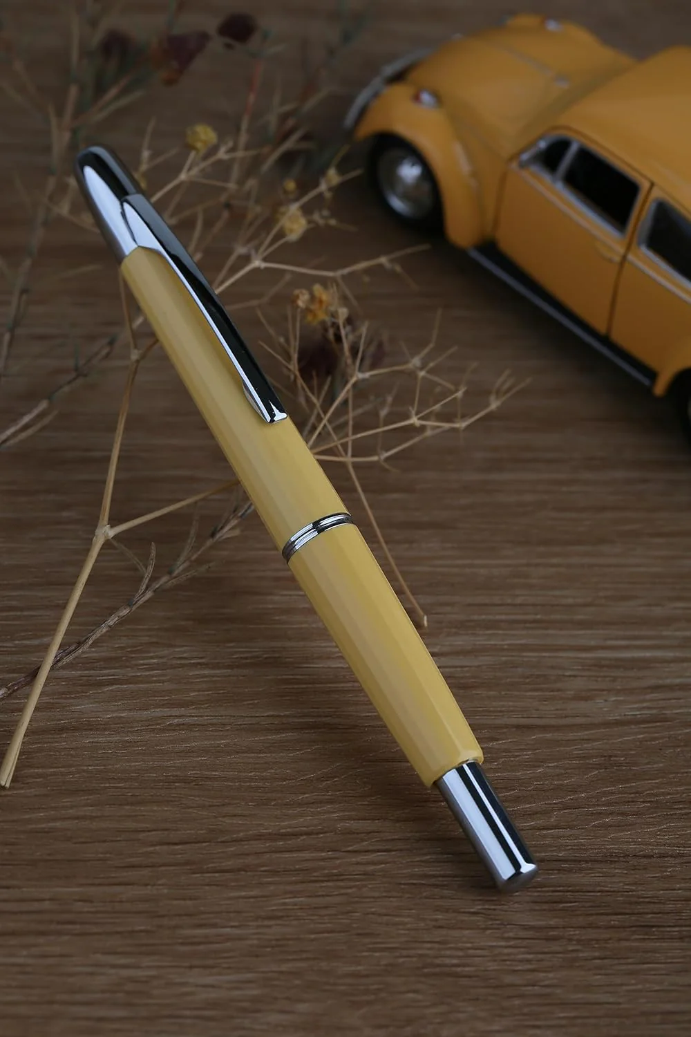 Moonman A2 Press Fountain Pen Extra Fine Nib with Box, Retractable Yellow Resin Ink Pen with Converter Writing Pen Set (Silver Clip Version - Image 5