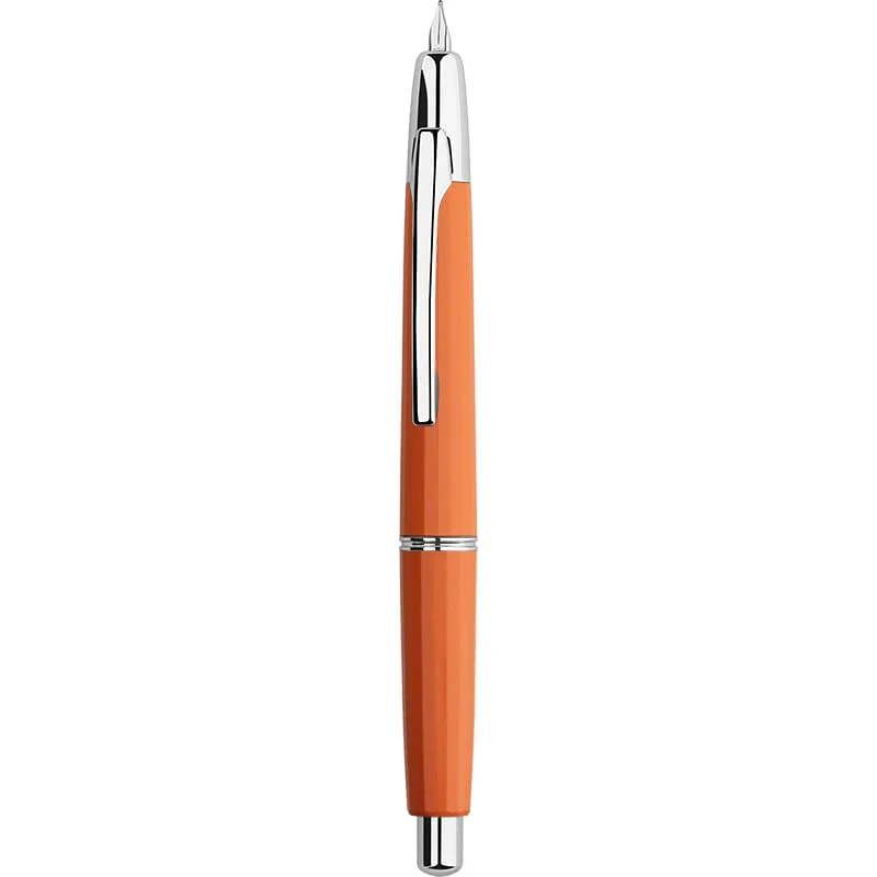Moonman A2 Press Fountain Pen Extra Fine Nib with Box, Retractable Orange Resin Ink Pen with Converter Writing Pen Set,Orange-Silver Clip - Image 2
