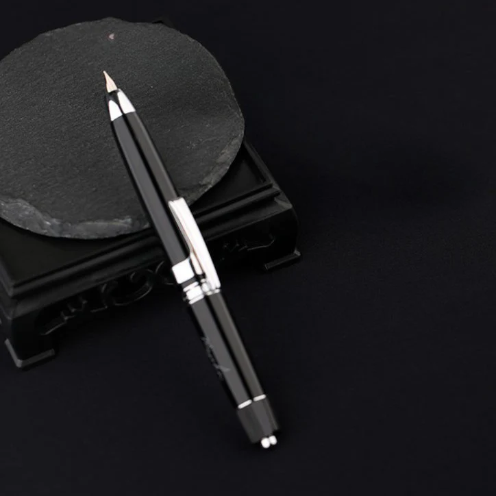 Moonman A3 Retractable Fountain Pen Extra Fine Nib With Box, Black Ink Pen With Converter Writing Set (Silver Clip Version) - Image 2