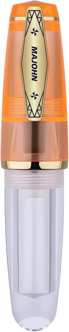 MAJOHN Q3 Mini Eyedropper Fountain Pen, Transparent Resin Short Pocket Pen, Iridium Fine Nib Large Capacity Writing Pen Case Set (Orange) - Image 7