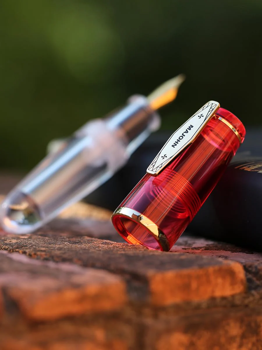 MAJOHN Q3 Mini Eyedropper Fountain Pen, Transparent Resin Short Pocket Pen, Iridium Fine Nib Large Capacity Writing Pen Case Set (Red) - Image 6