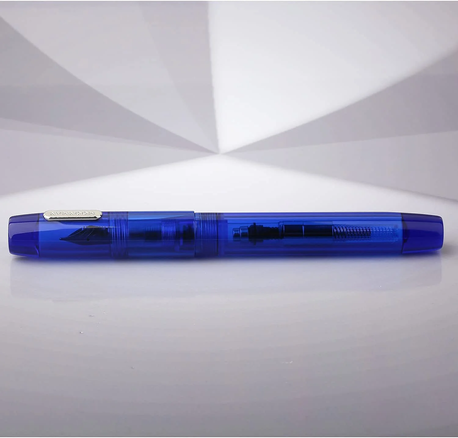 Moonman C3 Eye Dropper Filling Fountain Pen Extra Fine Nib with Ink Converter, Transparent Blue Acrylic Writing Pen Set with Box - Image 3