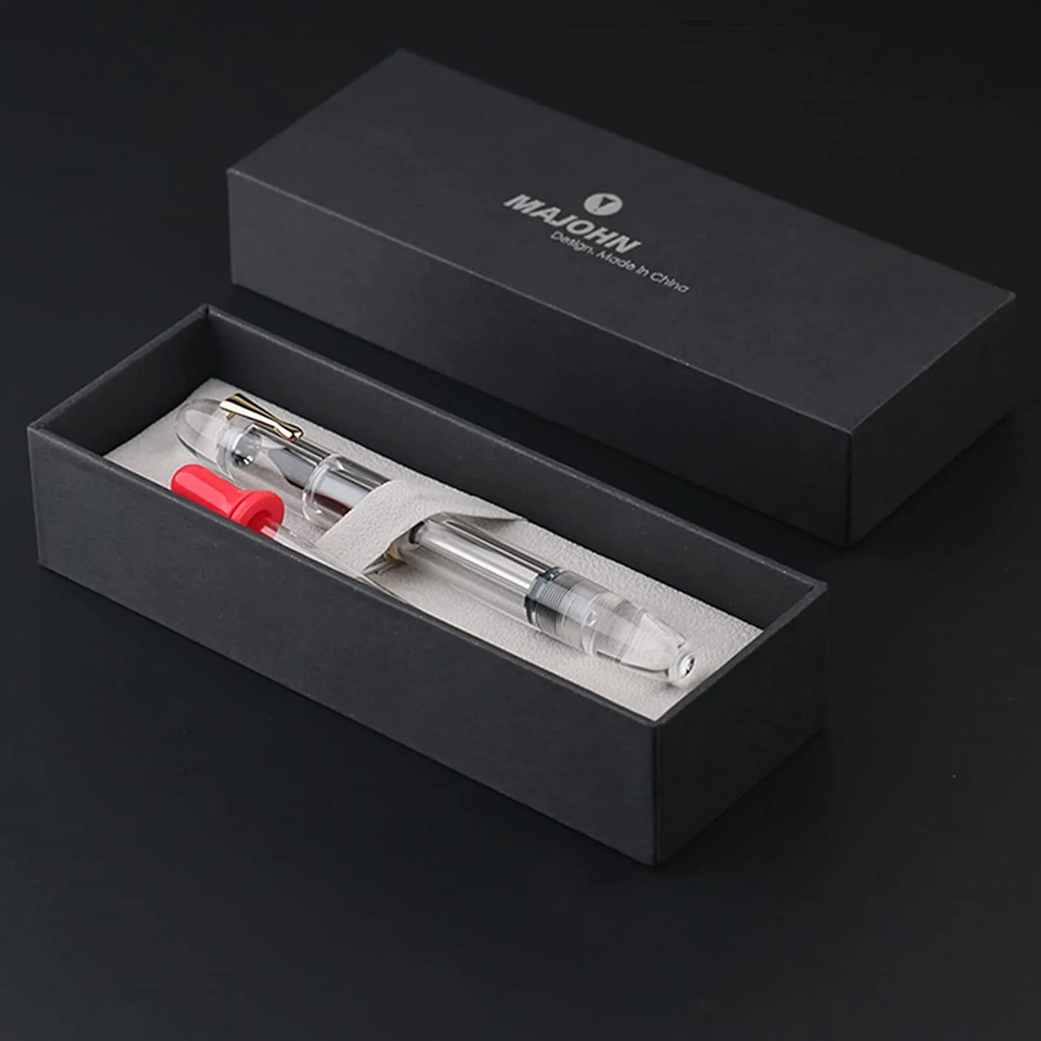 Moonman C4 Eyedropper Fountain Pen Extra Fine Nib, Transparent Acrylic Big Size Writing Pens for Office Business with Box (Extra Fine) - Image 3