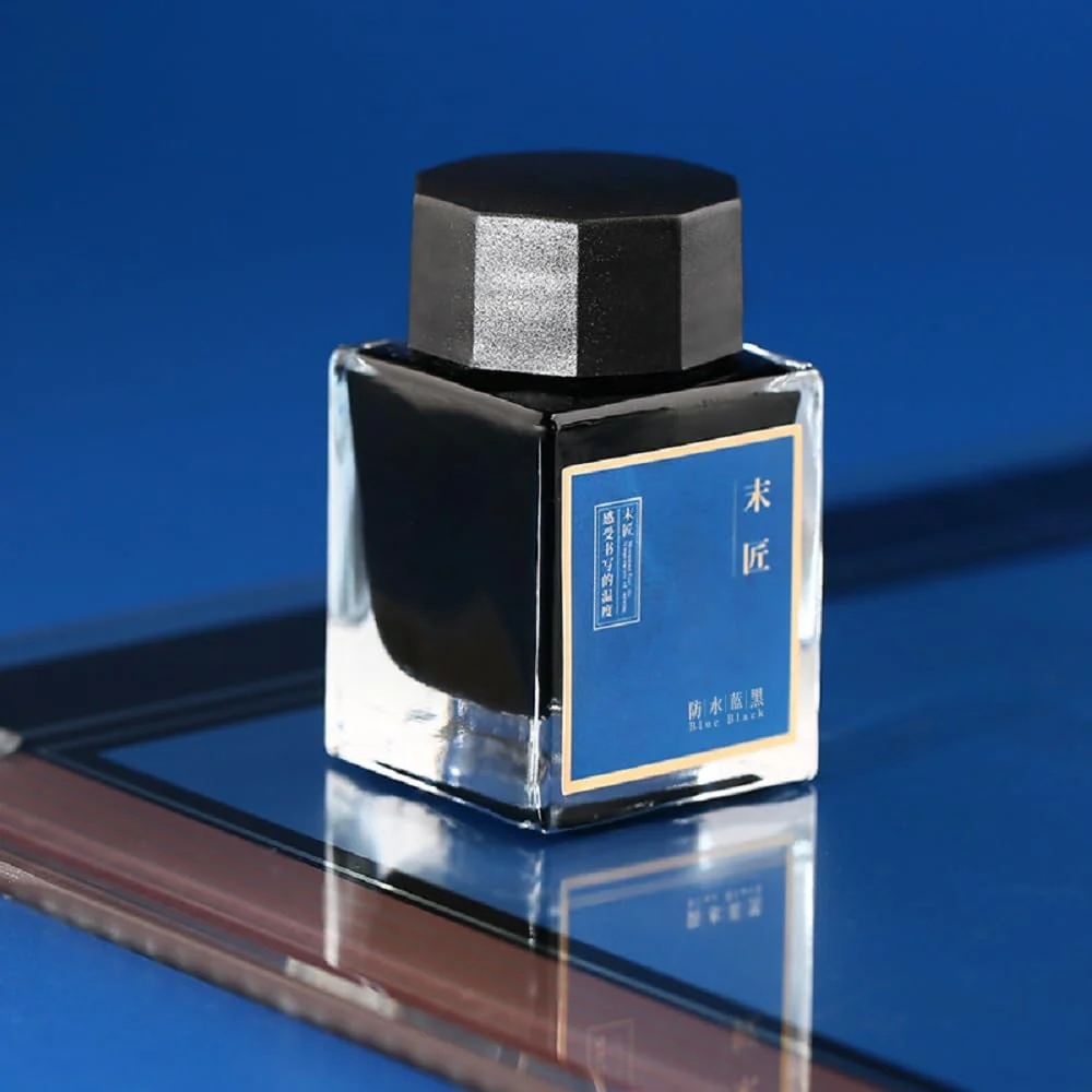 Moonman Fountain Pen Bottled Ink, Non Carbon, No Blocking, 20 ml Colour bottle Ink With Classic Designed Bottle (Blue Black)