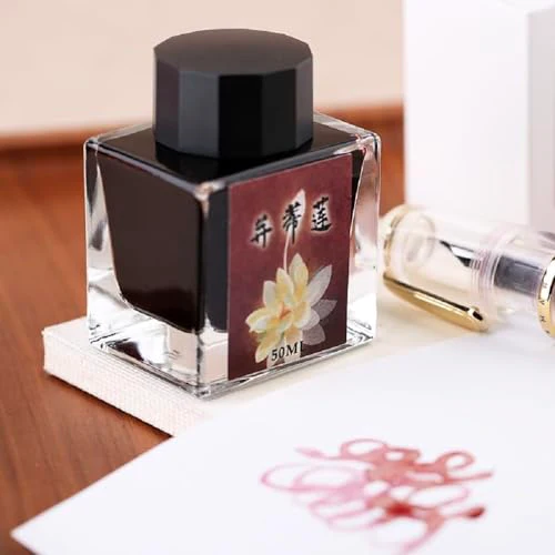 Moonman Red Pink 50ml Glass Bottle Fountain Pen Colour Ink No Blocking Non Carbon Dye Classic Designed Bottle Ink