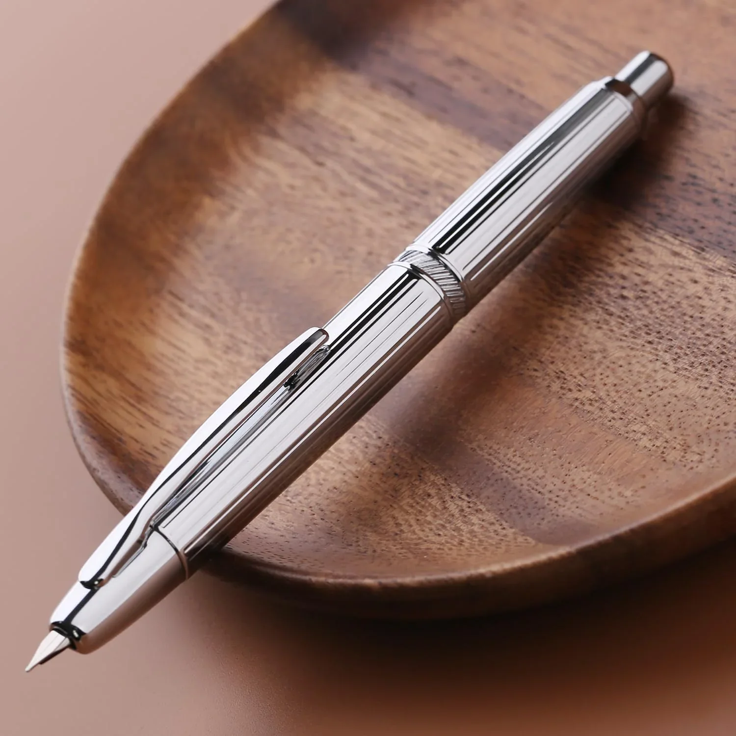 Moonman A1 Fountain Pen –  Striped Silver (Extra Fine Nib) - Image 3