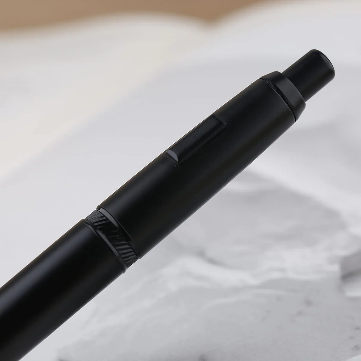 Moonman A1 Press Fountain Pen,Retractable Extra Fine Nib Metal Matte Black Ink Pen With Converter For Writing (No Clip Version) - Image 5