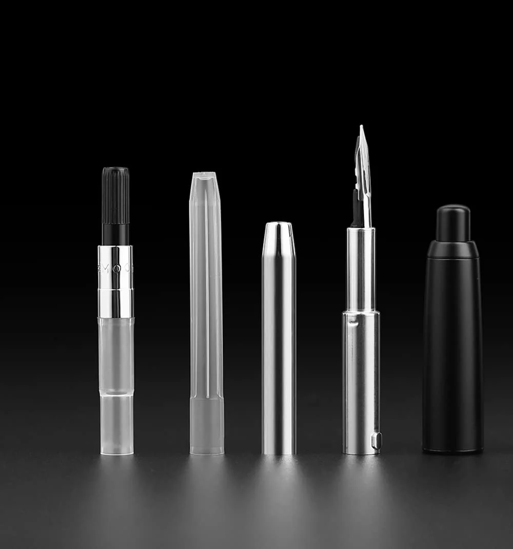 Moonman A1 Press Fountain Pen,Retractable Extra Fine Nib Metal Matte Black Ink Pen With Converter For Writing (No Clip Version) - Image 6