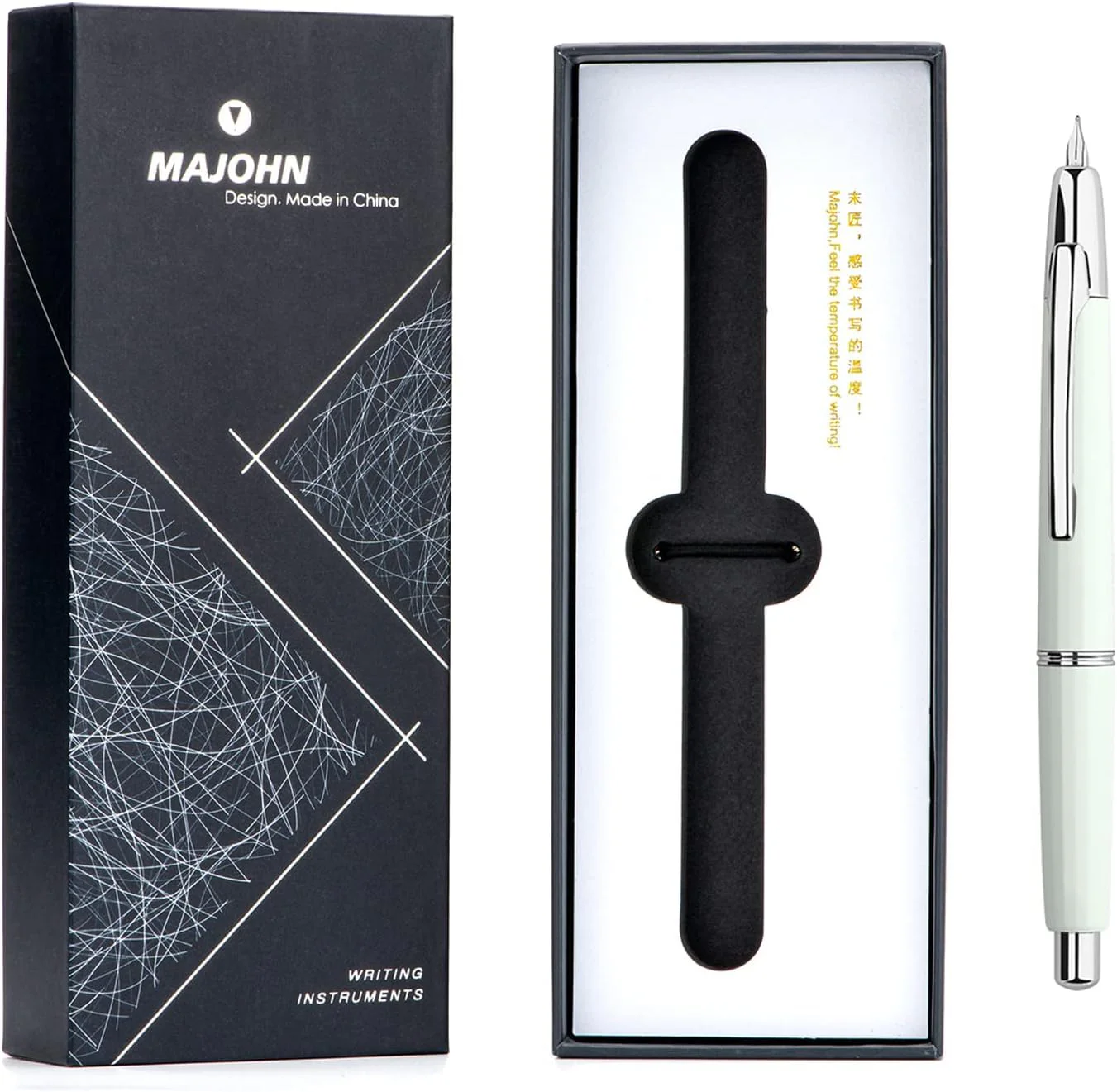 Moonman A2 Retractable Fountain Pen – Extra Fine 0.4mm Nib, Press-Out Mechanism, White Resin Body, Silver Clip, Writing Set with Converter - Image 4