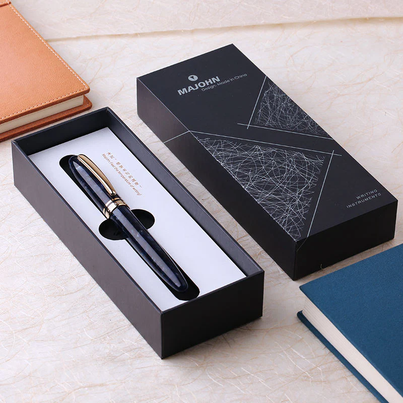 Moonman M200 Sapphire Blue Fountain Pen – Iridium Fine Nib, Gold Clip, Vintage Resin Body with Schmidt Converter - Image 4