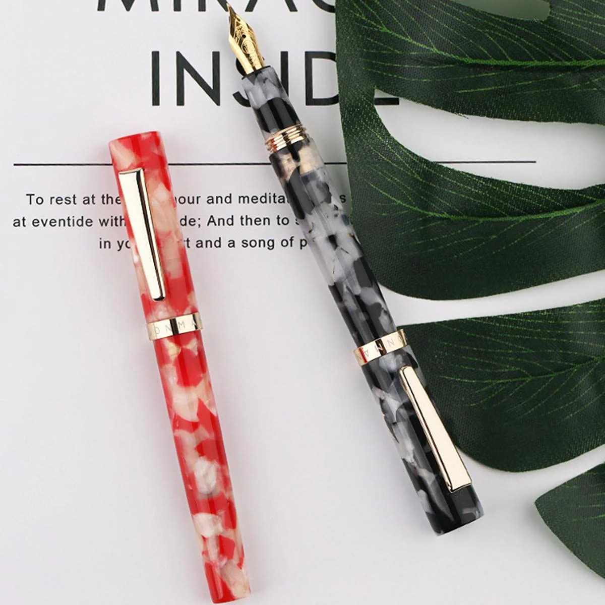 Moonman N2 Amber Acrylic Fountain Pen, Extra Fine Nib Mini Pocket Pen Gift Design - Image 4