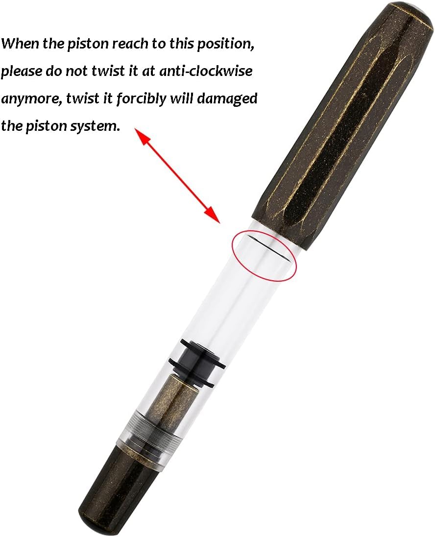 Moonman T1 Fountain Pen – Vintage Brass & Clear Body, Fine Nib, Piston Filling System, Clipless Design - Image 5