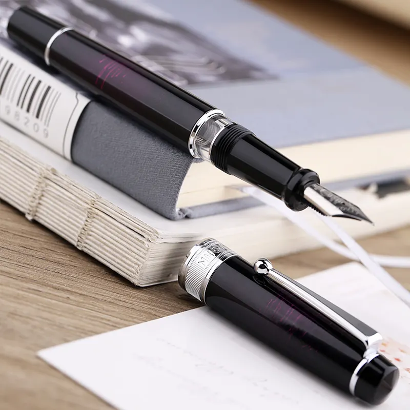 Moonman T5 Piston Fountain Pen – Pink Fireworks, Large Ink Capacity, Resin Body, Fine/Medium/Extra Fine Nib, Gift Box Included