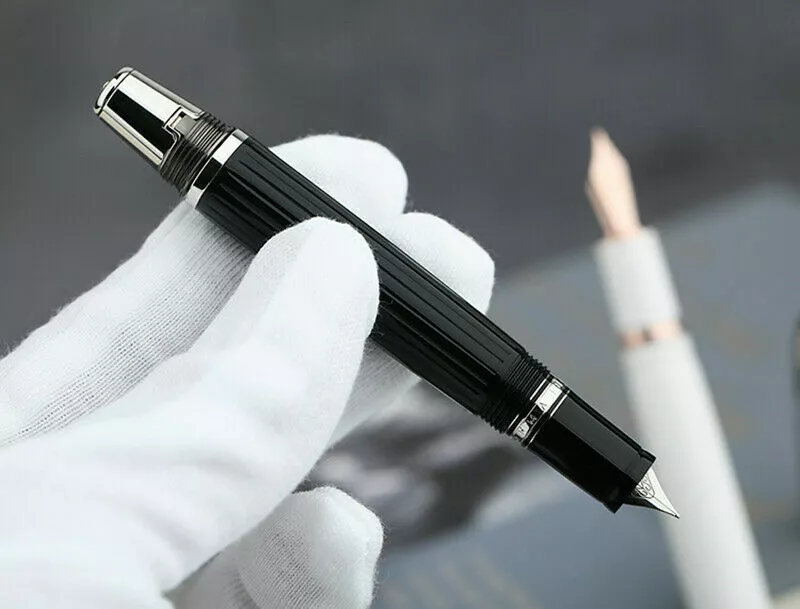 Moonman X1 Retractable Fountain Pen, Extra Fine Nib, Black Resin with 6 Black Ink Cartridges - Image 4