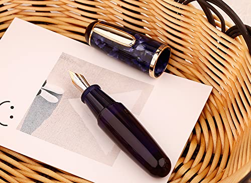 Moonman Q1 Mini Eye Dropper Fountain Pen Extra Fine Nib, Purple Acrylic Palm Short Writing Set with Box - Image 3